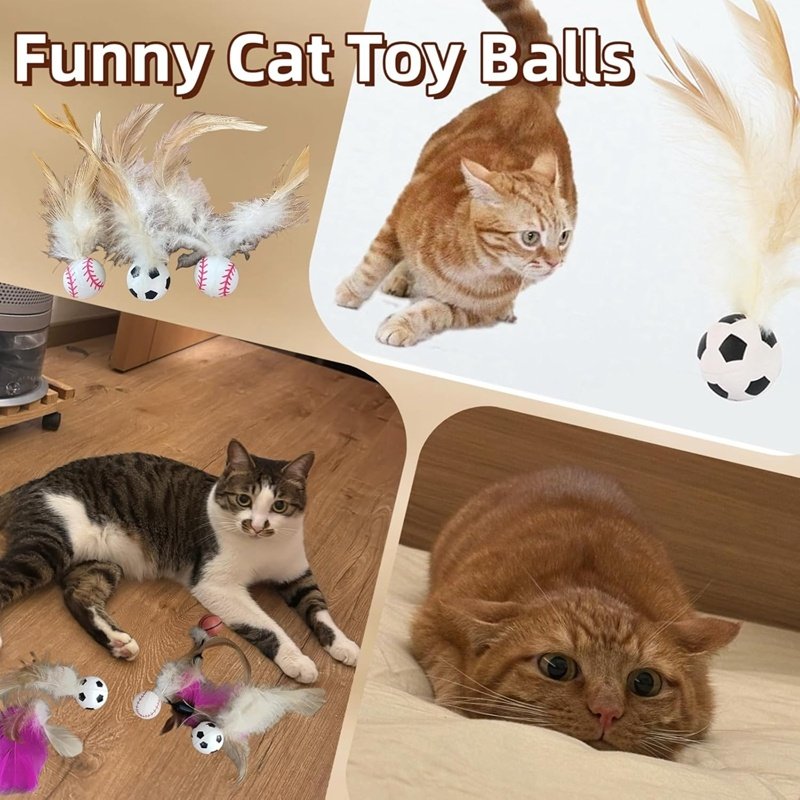 Cat Toys, Self-entertainment Balls, Feather Bouncy Balls, Cat Toys, Cat Self-entertainment And Boredom Relief, Dog Interactive Toys, Pet Supplies - Image 7