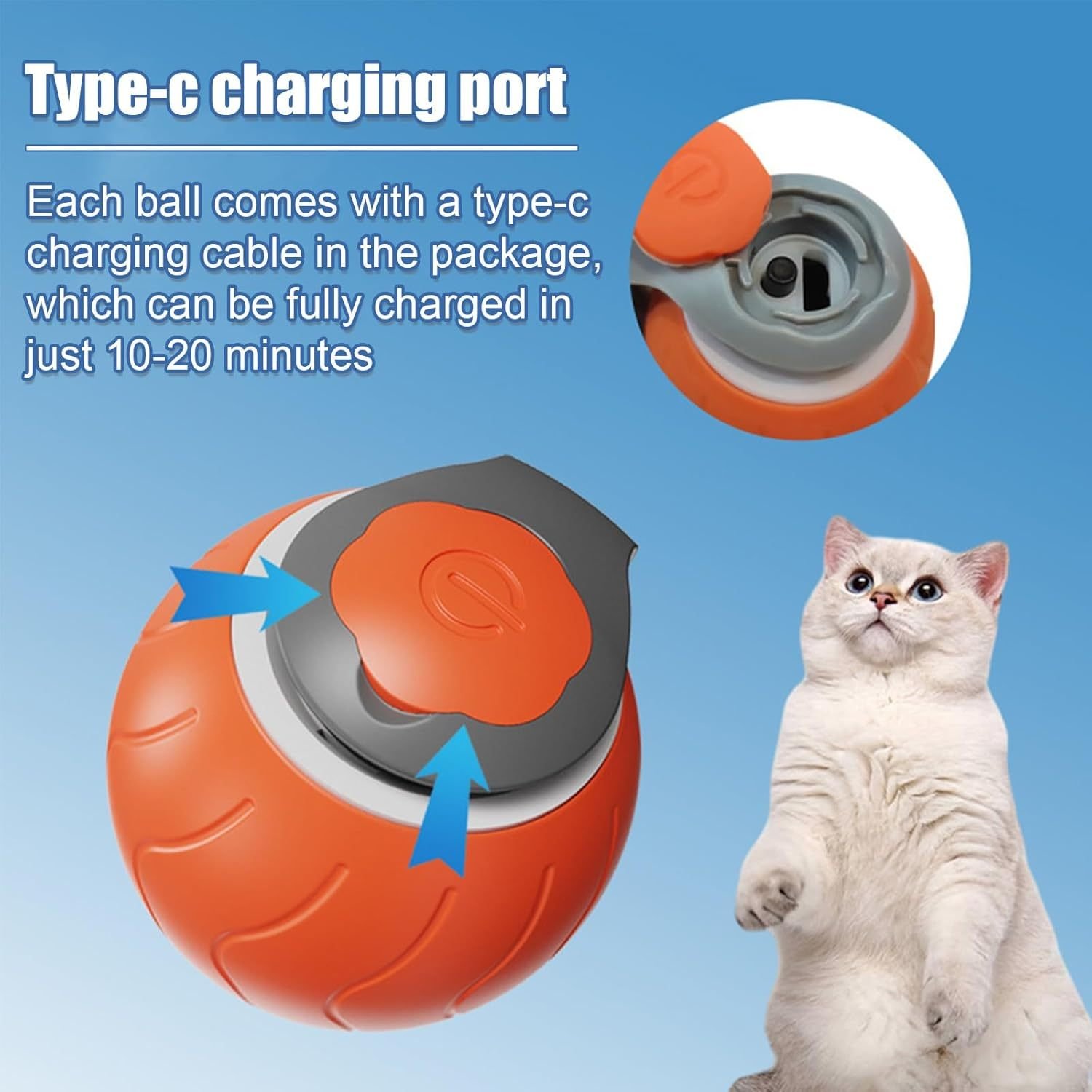 Speedy Tail Cat Toy,Interactive Cat Toy For Indoor Cats,Cat Ball Toy,Interactive Cat Toy Ball,Two Speed Adjustment,USB Rechargeable - Image 7