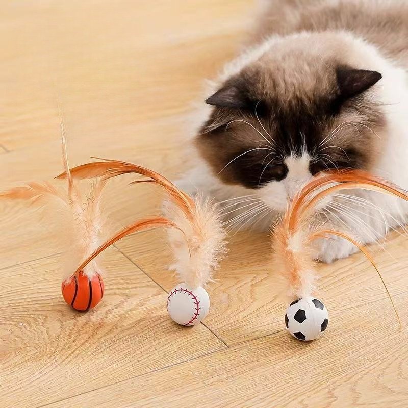 Cat Toys, Self-entertainment Balls, Feather Bouncy Balls, Cat Toys, Cat Self-entertainment And Boredom Relief, Dog Interactive Toys, Pet Supplies - Image 9