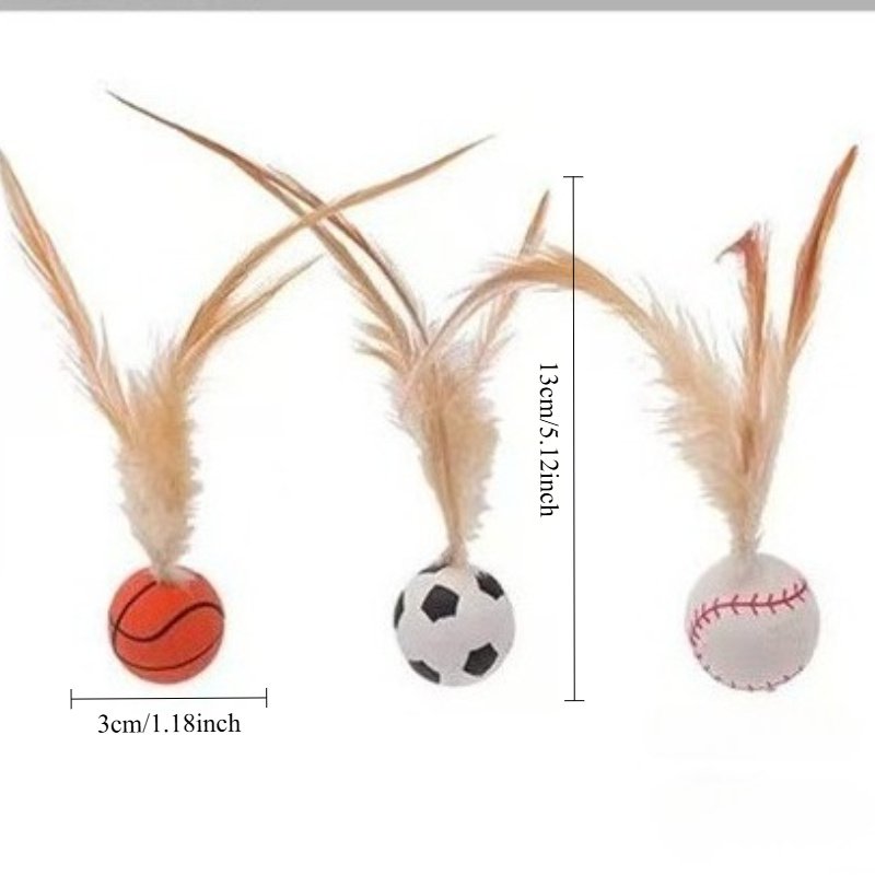 Cat Toys, Self-entertainment Balls, Feather Bouncy Balls, Cat Toys, Cat Self-entertainment And Boredom Relief, Dog Interactive Toys, Pet Supplies - Image 2