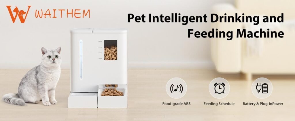 Waithem WiFi Automatic Pet Feeder & Waterer 2-in-1 Set App-Controlled, 2-Week Capacity, Detachable &Washable, Moisture-Proof - 3