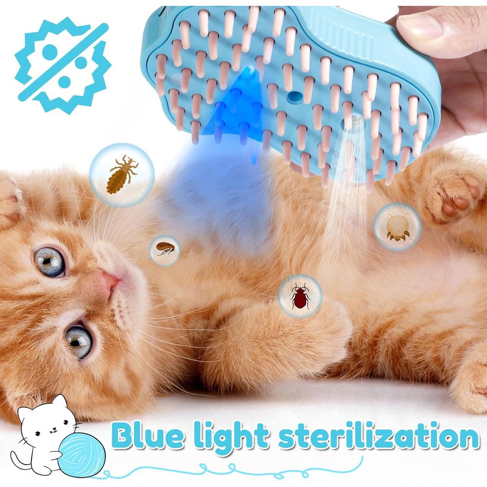 Rechargeable Steam Cat Brush, Cute Paw Shape Pet Steamer Grooming Brush With Soft Silicone Teeth For Dog Cat Massage, Shedding & Hair Removal - 6