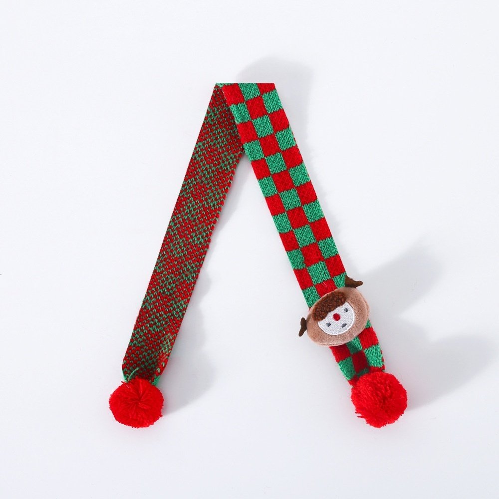 Pet Cat Dog Knitted Wool Plaid Snowflake Santa Claus Scarf Warm Christmas Three-dimensional Hat - 7