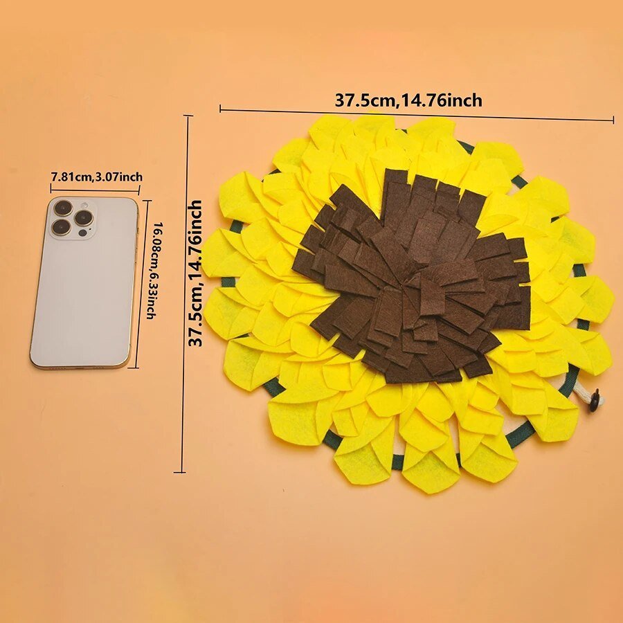 Non Slip Dog Sniffing Snuffle Mat Washable Sunflower Slow Feeding Food Pet Nosework Training Treat - 2