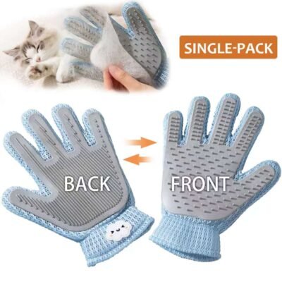 2in1 Double Sided Pet Grooming Glove, Deshedding Massage Brush Mitt For Cats & Dogs, Remove Loose Fur On Pets & Furniture, Easy Clean