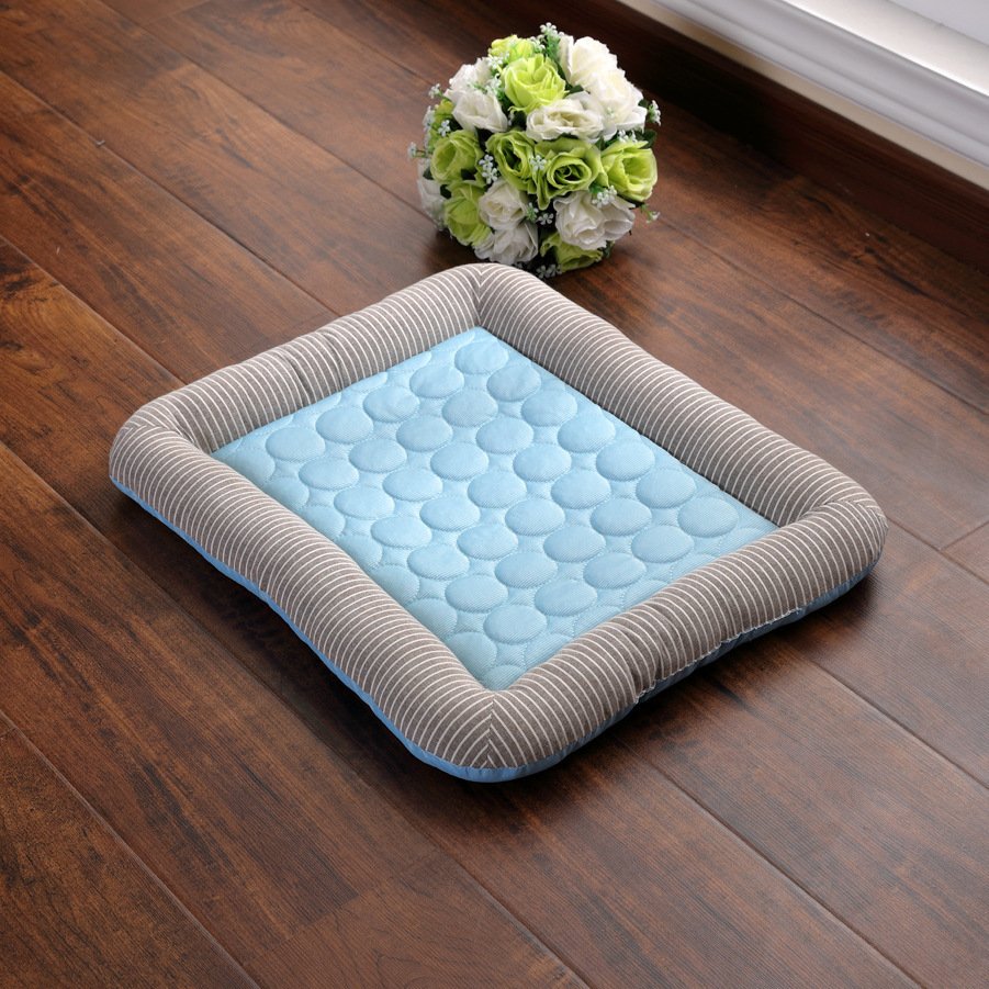 Pet Cooling Pad Bed For Dogs Cats Puppy Kitten Cool Mat Pet Blanket Ice Silk Material Soft For Summer Sleeping  Blue Breathable - 4