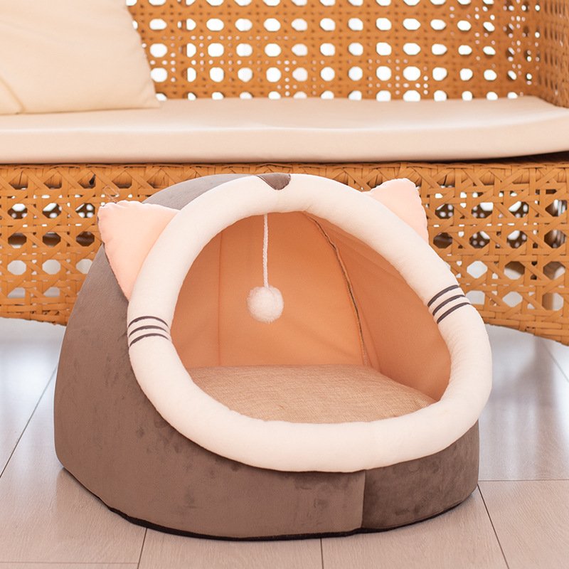 Winter pet cat house with velvet - 6