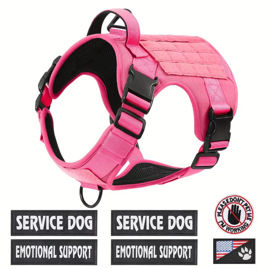 Tactical Pet Chest Service Dog Harness Vest Adjustable Reflective Dog Harness Metal Buckle Hiking Training - 8