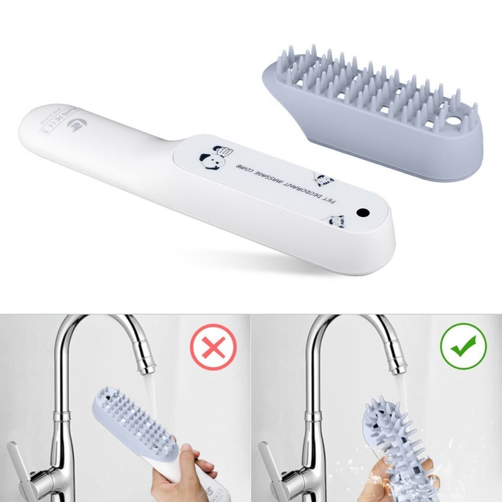 Pet Silicone Massage Brush Deodorant Sterilization Comb Handle Dog Grooming Shaving Massage Cleaning Comb Fur Remove Brush - 4