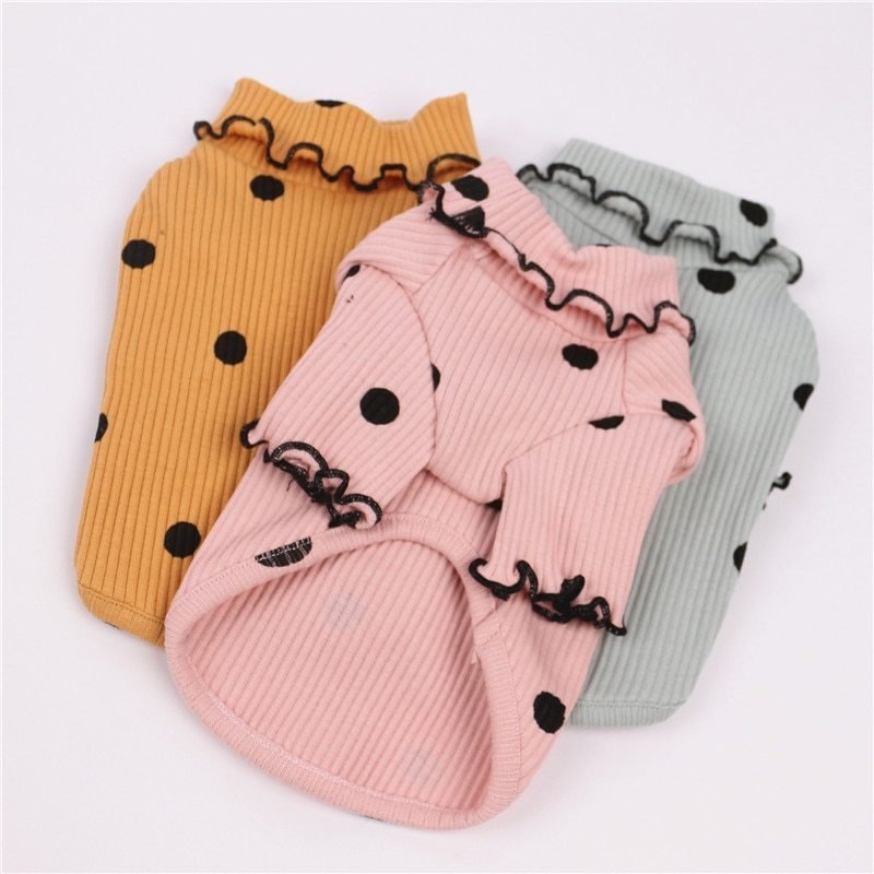 Dot turtleneck dog bottoming shirt - 8