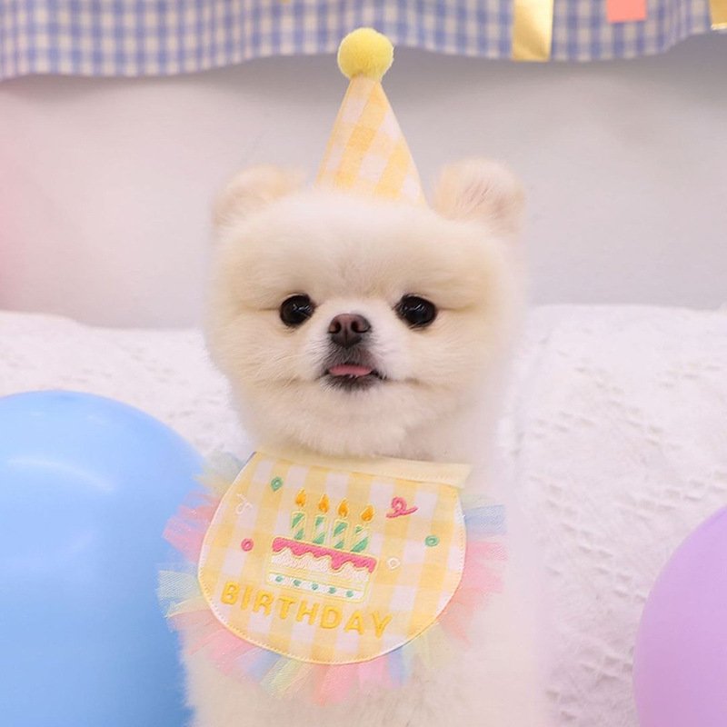 Dog Party Cake Bib Pet Birthday Saliva Towel - 2