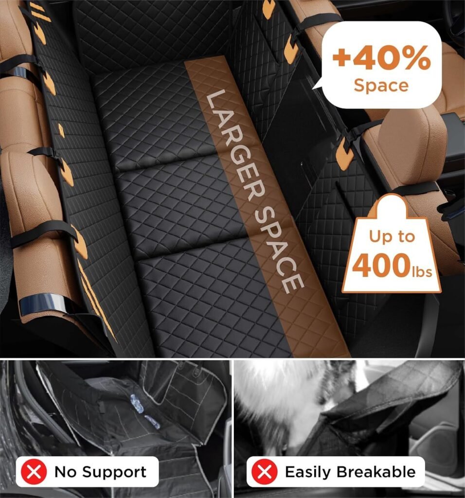 Made4Pets Pet Dog Car Back Seat Cover Back Seat Extension Pad Can Bear 400 Pounds Waterproof And Non-slip Dog Car Hammock Eight-layer Hard Bottom With PE Foam Easy To Install And Clean - 6