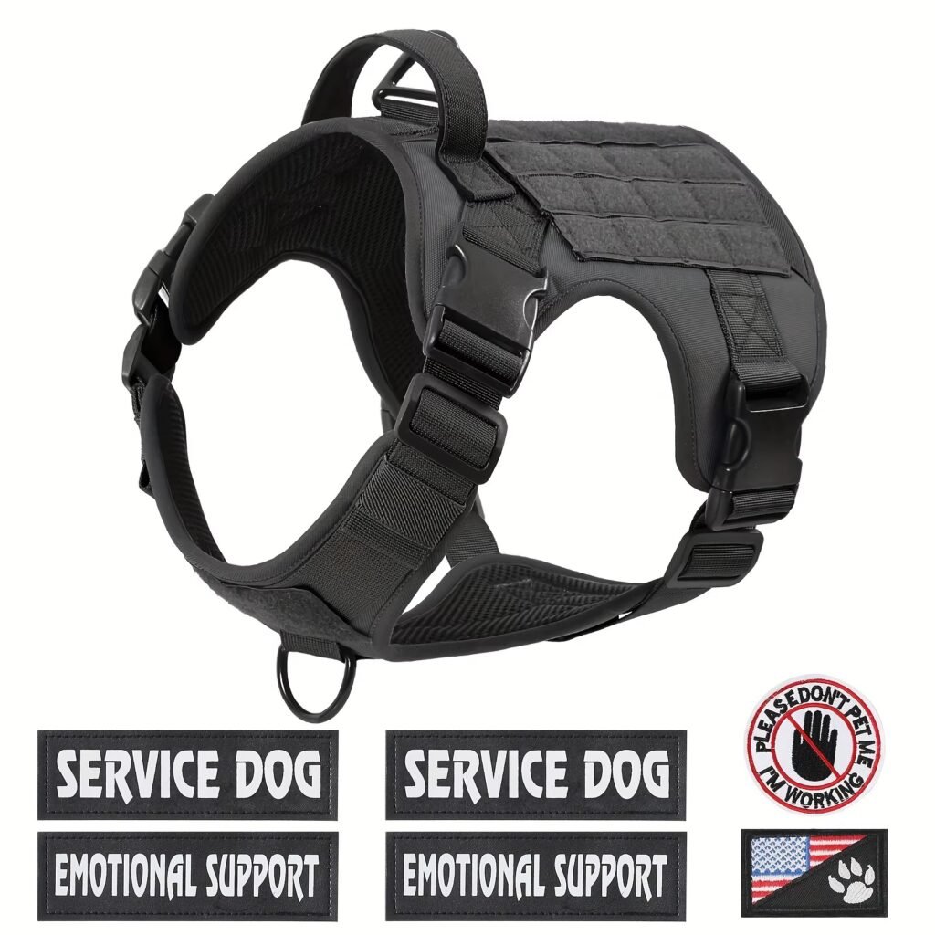 American Local Tactical Pet Boobs Service Dog Harness Vest Adjustable Reflective Dog Harness Metal Buckle Hiking Training - 7