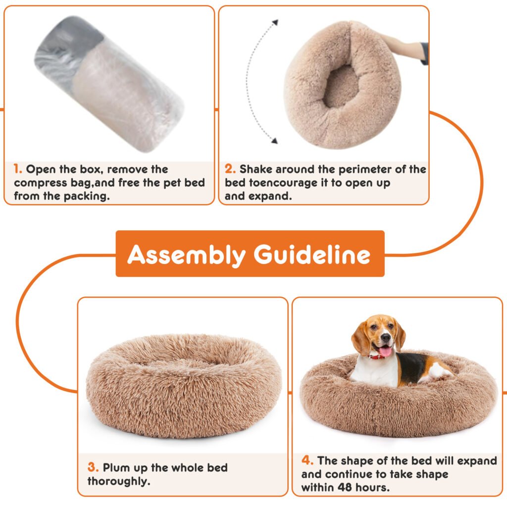 24 Inch Anti-Slip Round Fluffy Plush Faux Fur Cat Bed, Fits Up To 25 Lbs Pets - 7