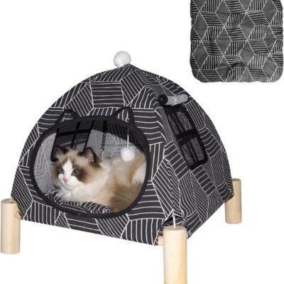 Portable Cat Tent Bed – Foldable Indoor Tent Bed For Cats & Small Dogs, Washable Cushion, Cozy Hideaway For Kittens & Cats, Easy Assembly & Travel