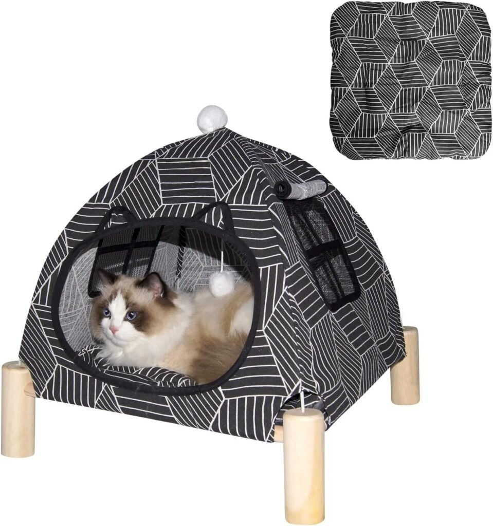 Portable Cat Tent Bed – Foldable Indoor Tent Bed For Cats & Small Dogs, Washable Cushion, Cozy Hideaway For Kittens & Cats, Easy Assembly & Travel