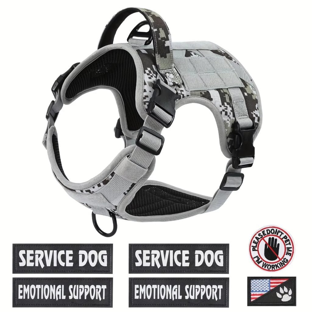 American Local Tactical Pet Boobs Service Dog Harness Vest Adjustable Reflective Dog Harness Metal Buckle Hiking Training - 3