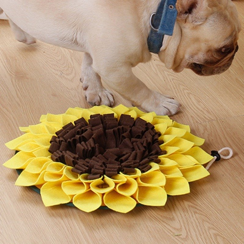 Non Slip Dog Sniffing Snuffle Mat Washable Sunflower Slow Feeding Food Pet Nosework Training Treat - 5