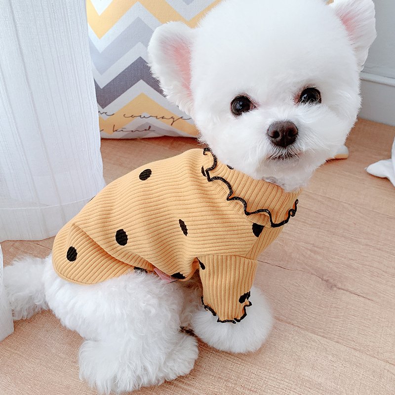 Dot turtleneck dog bottoming shirt - 3