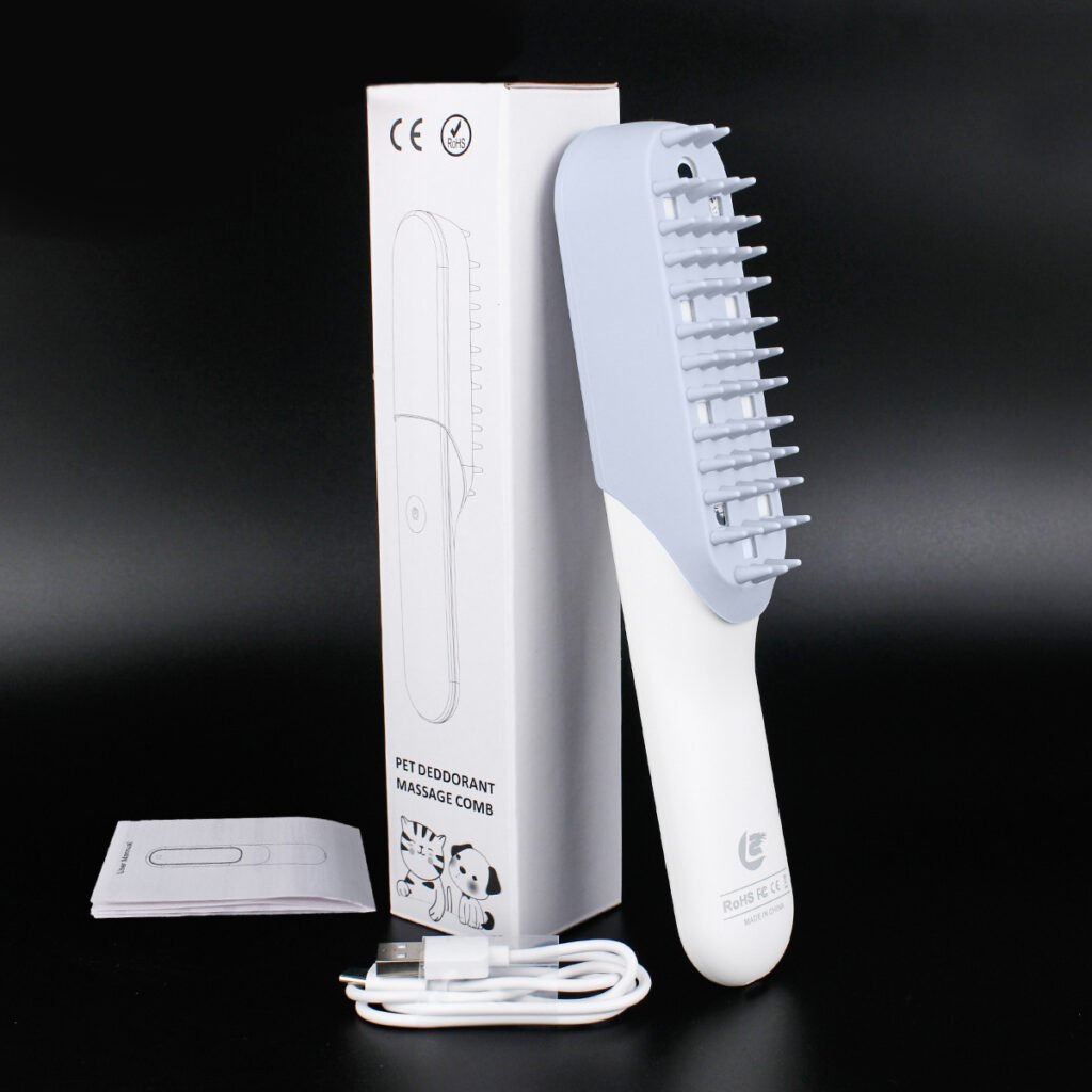 Pet Silicone Massage Brush Deodorant Sterilization Comb Handle Dog Grooming Shaving Massage Cleaning Comb Fur Remove Brush - 3