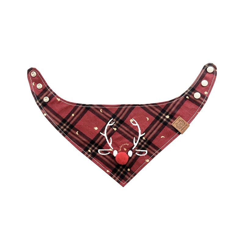 Pet’s Saliva Towel Christmas Deer Scarf Large Medium And Small For Cats And Dogs Triangular Binder - 6