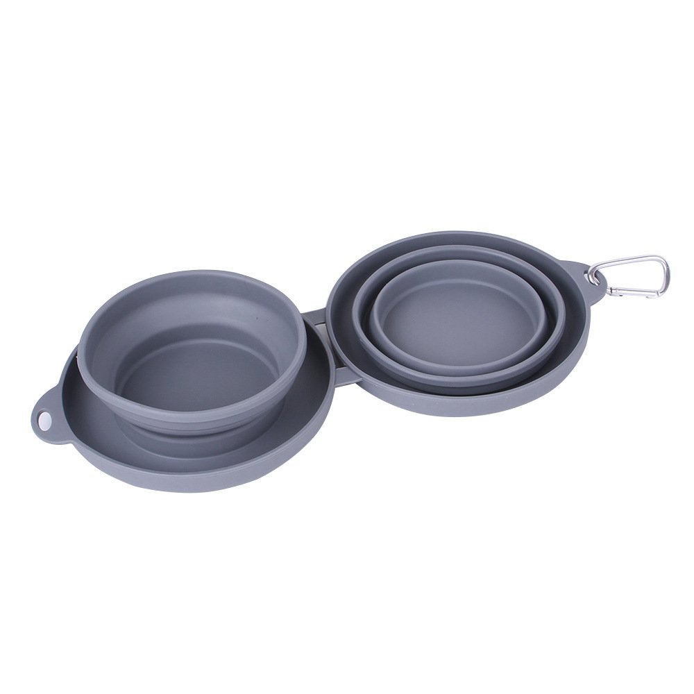 Rubber Foldable Double Bowl Pet Feeding Bowl Pets Supplies Dog Cat Bowls - 10