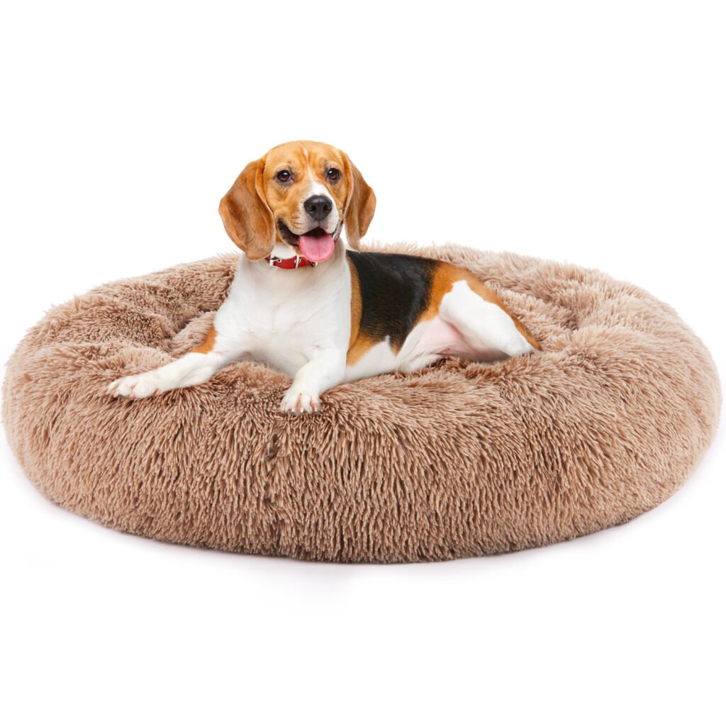24 Inch Anti-Slip Round Fluffy Plush Faux Fur Cat Bed, Fits Up To 25 Lbs Pets - 5