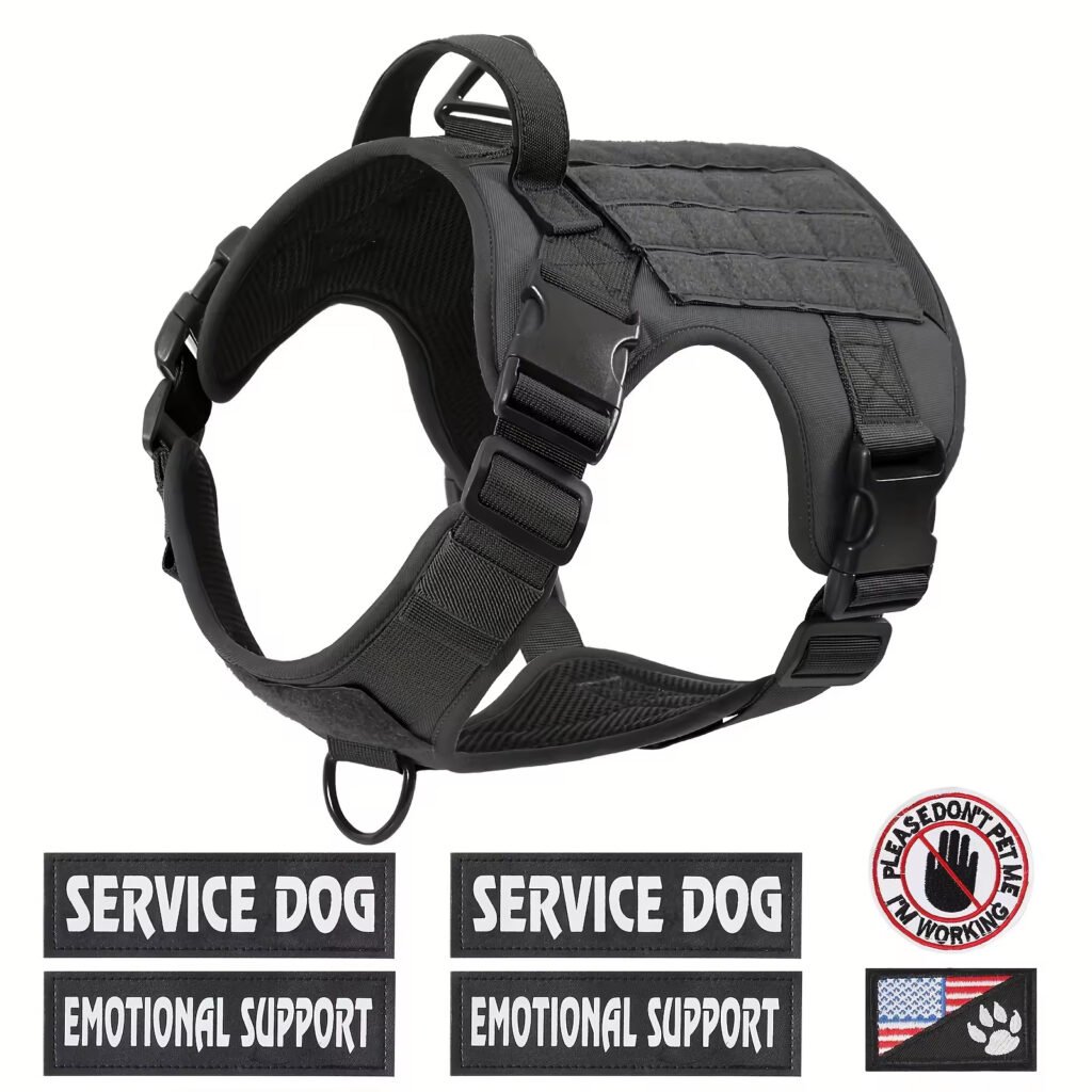 Tactical Pet Chest Service Dog Harness Vest Adjustable Reflective Dog Harness Metal Buckle Hiking Training - 7