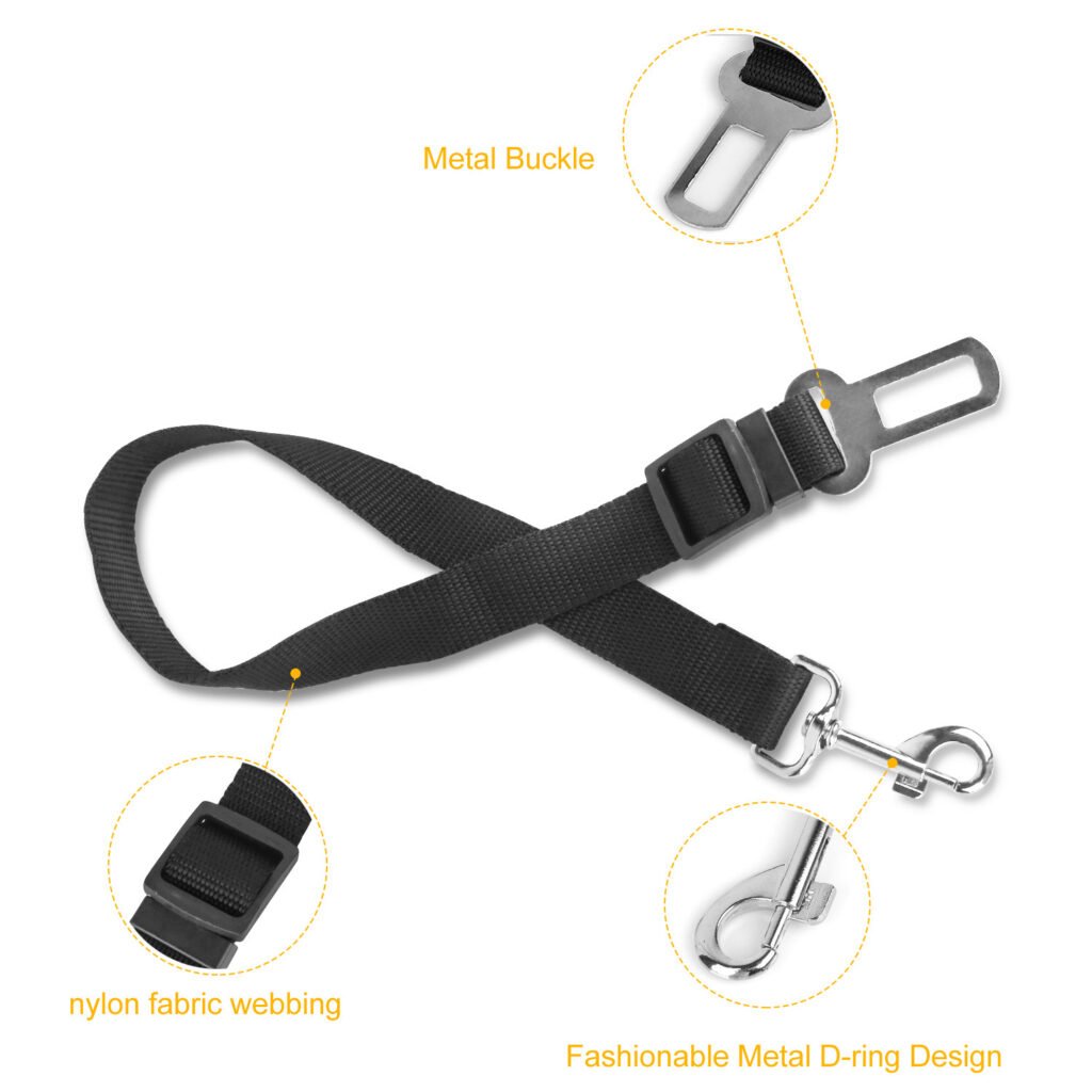 2Pcs Pet Dog Seat Belt Leash Adjustable Pet Dog Cat Safety Leads Harness Car Vehicle Nylon Fabric Seatbelt Strap - 2