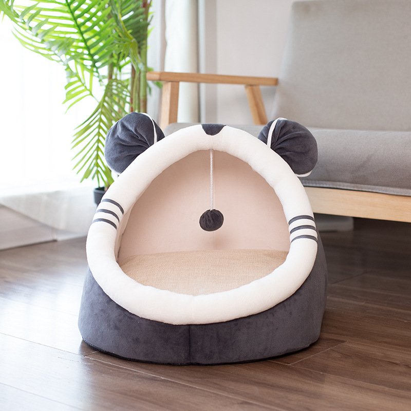 Winter pet cat house with velvet - 7