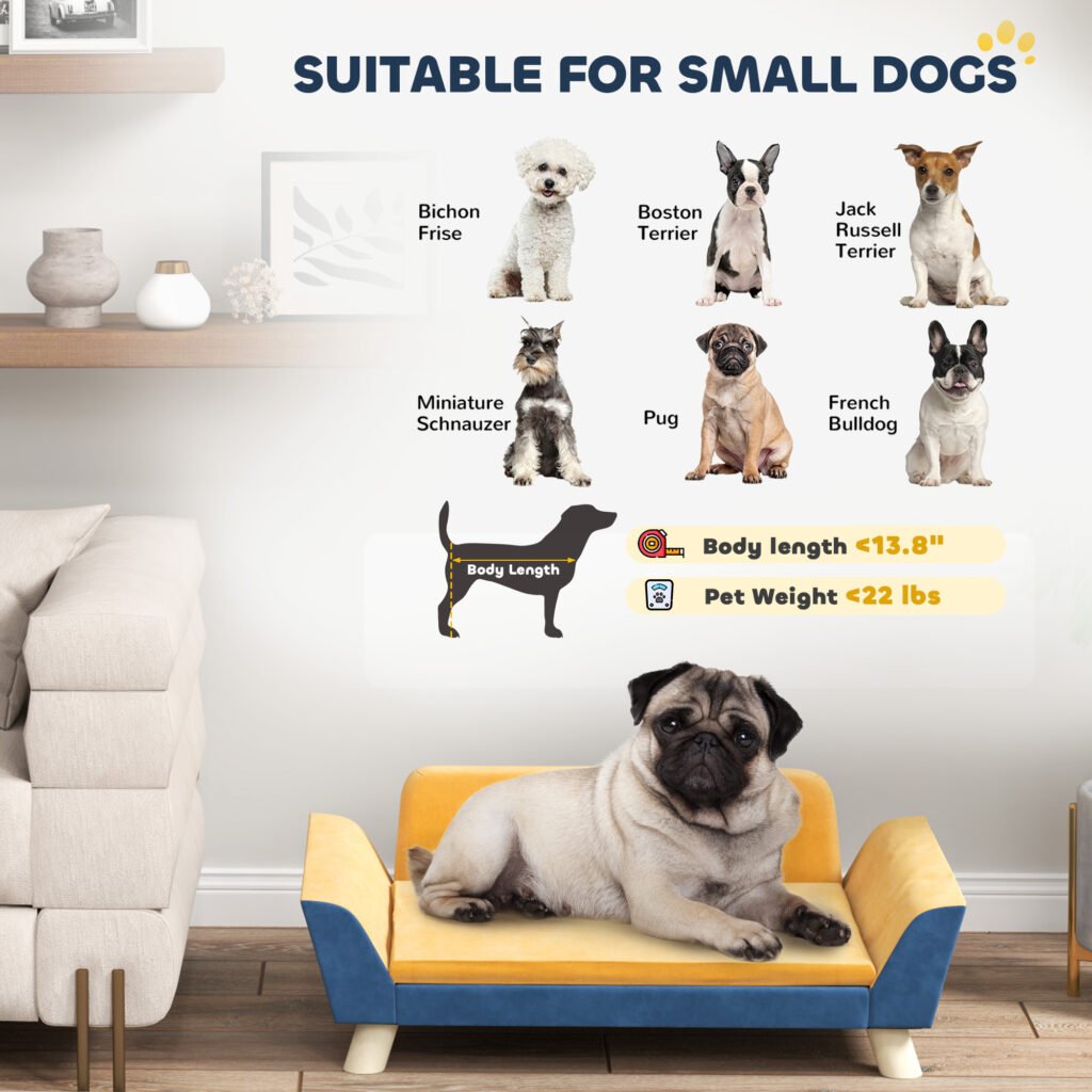 Dog Sofa Bed for Small Dogs with Soft Cushion, Washable Cover & Non-Slip Foot Pads, Orange - 5
