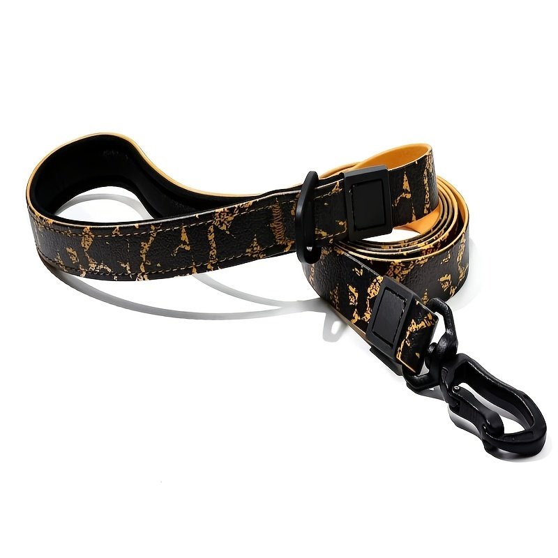 Embossed UV Printed Dog Leash & Collar Set 1.5cm Wide, Waterproof Tear-Resistant Easy To Clean PVC Set, Stylish Patterned Walking Training Gear For Small Dogs - 7