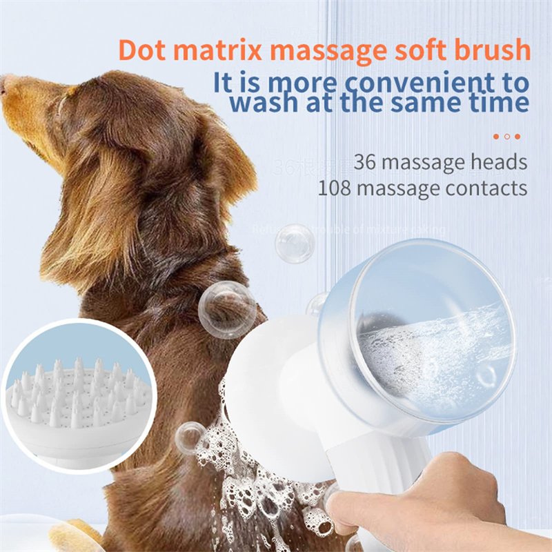 Automatic Foaming Dog Cat Bath Brush Dog Shampoo Brush With Soap Dispenser Electric Pet Grooming Massage Brush Pet Bath Brush Scrubber Comb For Dog Cat Pet Products - 7
