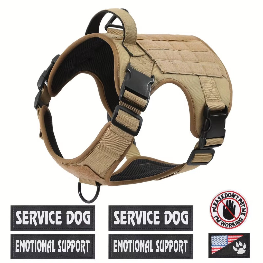 Tactical Pet Chest Service Dog Harness Vest Adjustable Reflective Dog Harness Metal Buckle Hiking Training - 2
