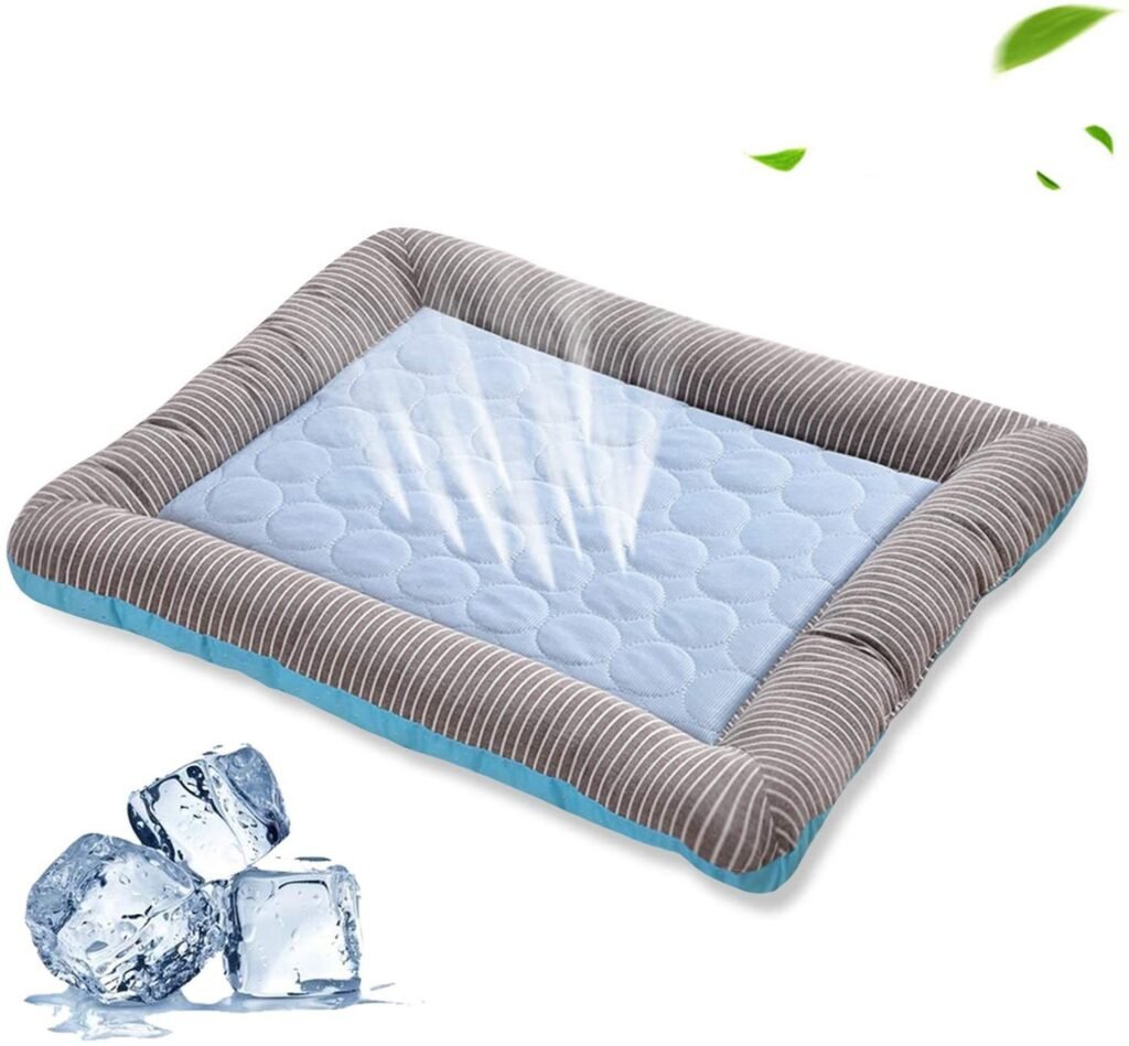 Pet Cooling Pad Bed For Dogs Cats Puppy Kitten Cool Mat Pet Blanket Ice Silk Material Soft For Summer Sleeping  Blue Breathable - 3