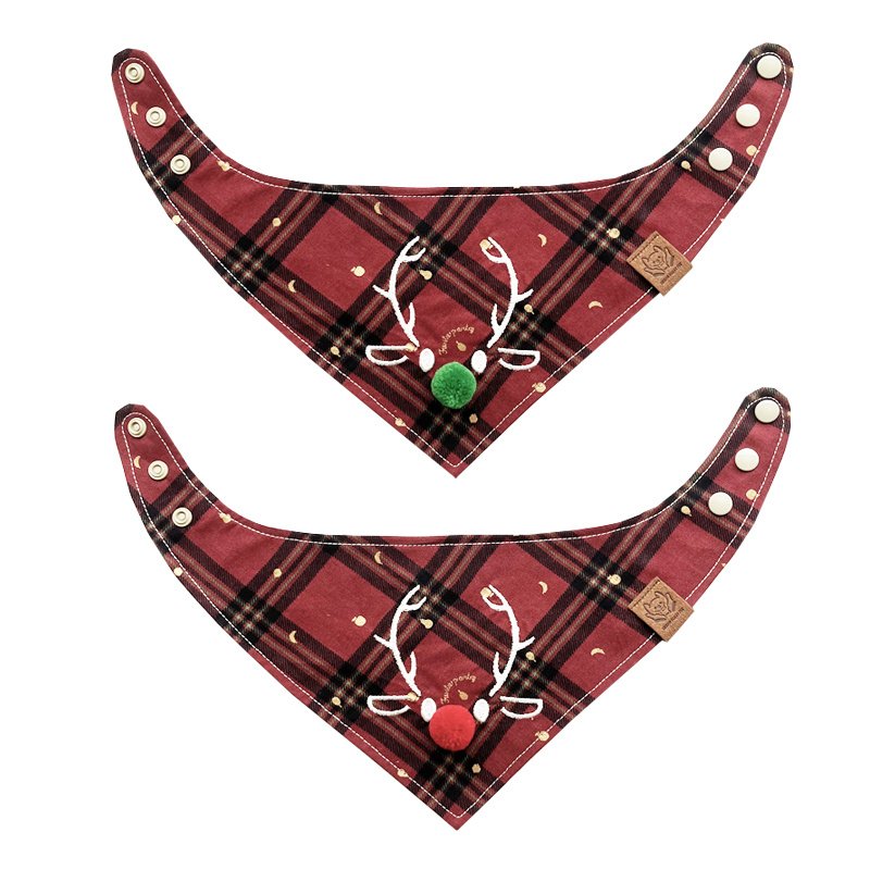 Pet’s Saliva Towel Christmas Deer Scarf Large Medium And Small For Cats And Dogs Triangular Binder - 5