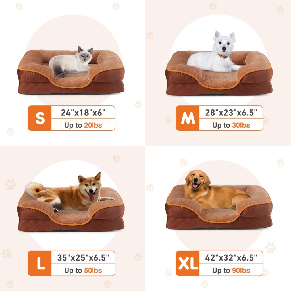 Memory Foam Pet Bed For Small Dogs & Cats With Washable Removable Cover Non-Slip Base Waterproof Liner - 7