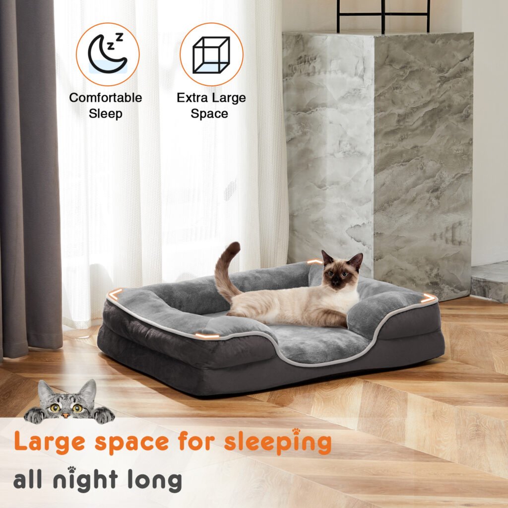 Memory Foam Pet Bed For Small Dogs & Cats With Washable Removable Cover Non-Slip Base Waterproof Liner - 9
