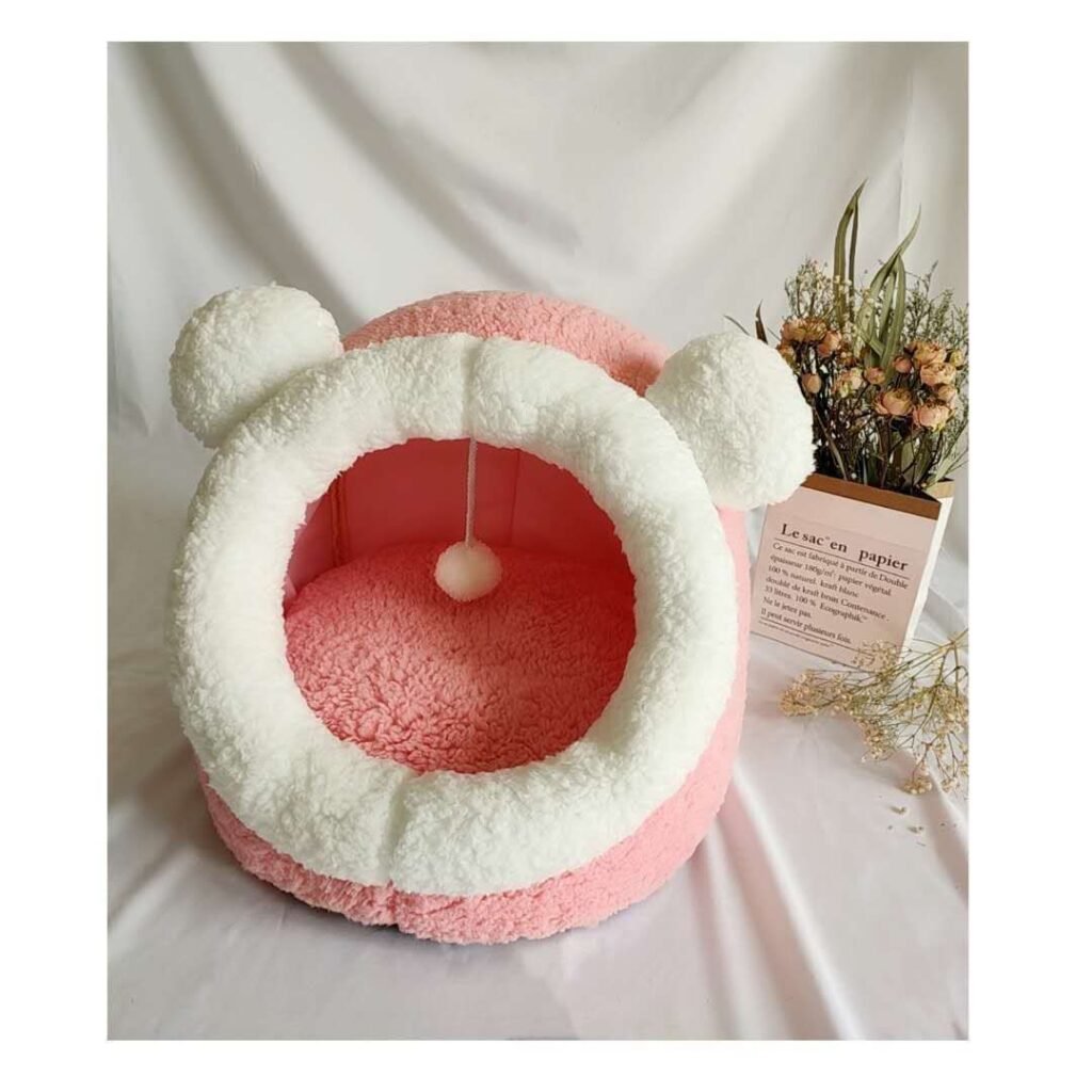 Winter pet cat house with velvet - 3