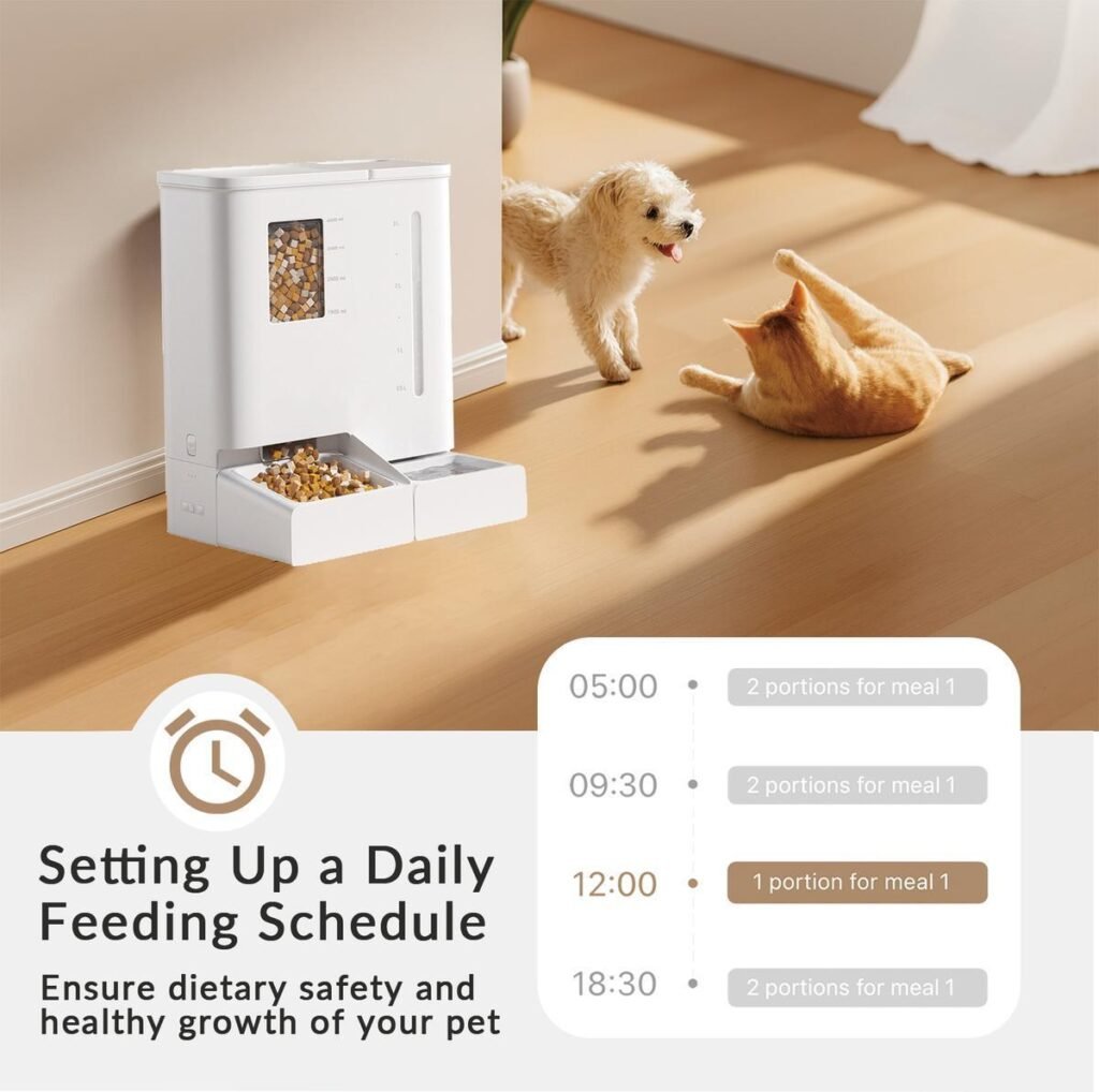 Waithem WiFi Automatic Pet Feeder & Waterer 2-in-1 Set App-Controlled, 2-Week Capacity, Detachable &Washable, Moisture-Proof - 9