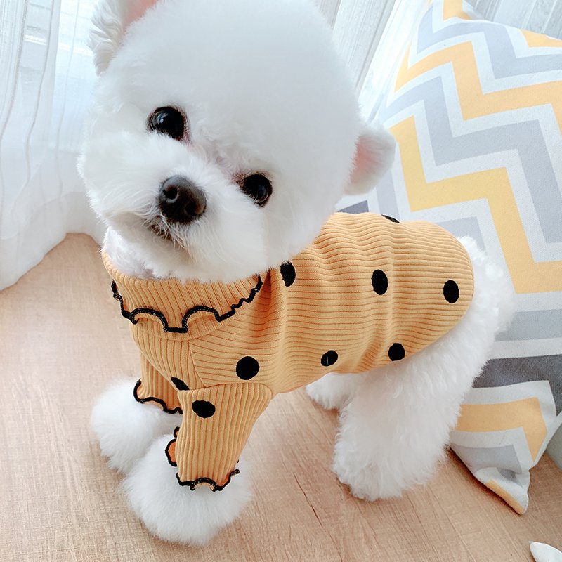 Dot turtleneck dog bottoming shirt - 7