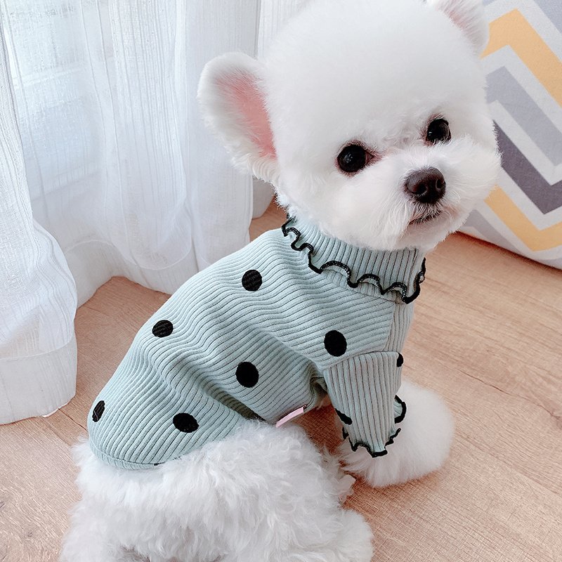 Dot turtleneck dog bottoming shirt - 9