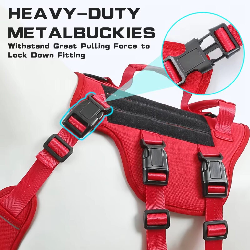 Heat-resistant Durable Nylon Tactical Service Dog Harness, Adjustable No-pull Reflective Vest With Dual Handles For Large Dogs - 4