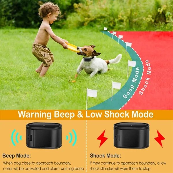 Electric Dog Fence System Pet Tone Shock Boundary Containment Water Resistant Collar Receiver For Small Medium Large Dog - 8
