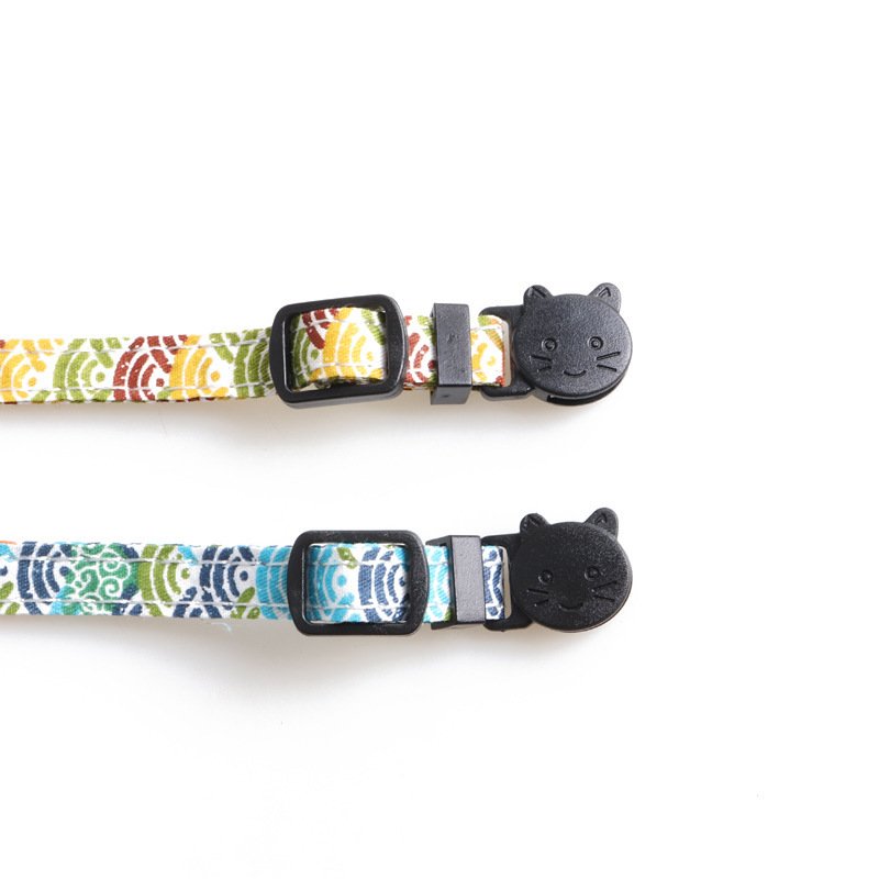 Japanese Style Tang Grass Pattern Cat Collar Two-piece Bow Triangular Binder - 9