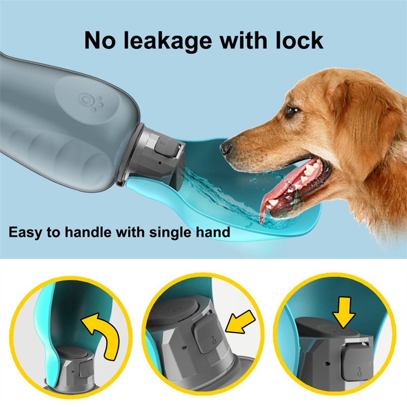 800ml Dogs Water Bottle Portable High Capacity Leakproof Pet Foldable Drinking Bowl Golden Retriever Outdoor Walking Supplies Pet Products - 3