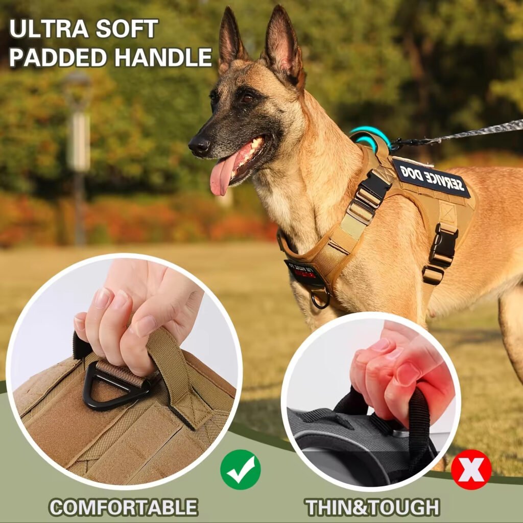 Tactical Pet Chest Service Dog Harness Vest Adjustable Reflective Dog Harness Metal Buckle Hiking Training - 10