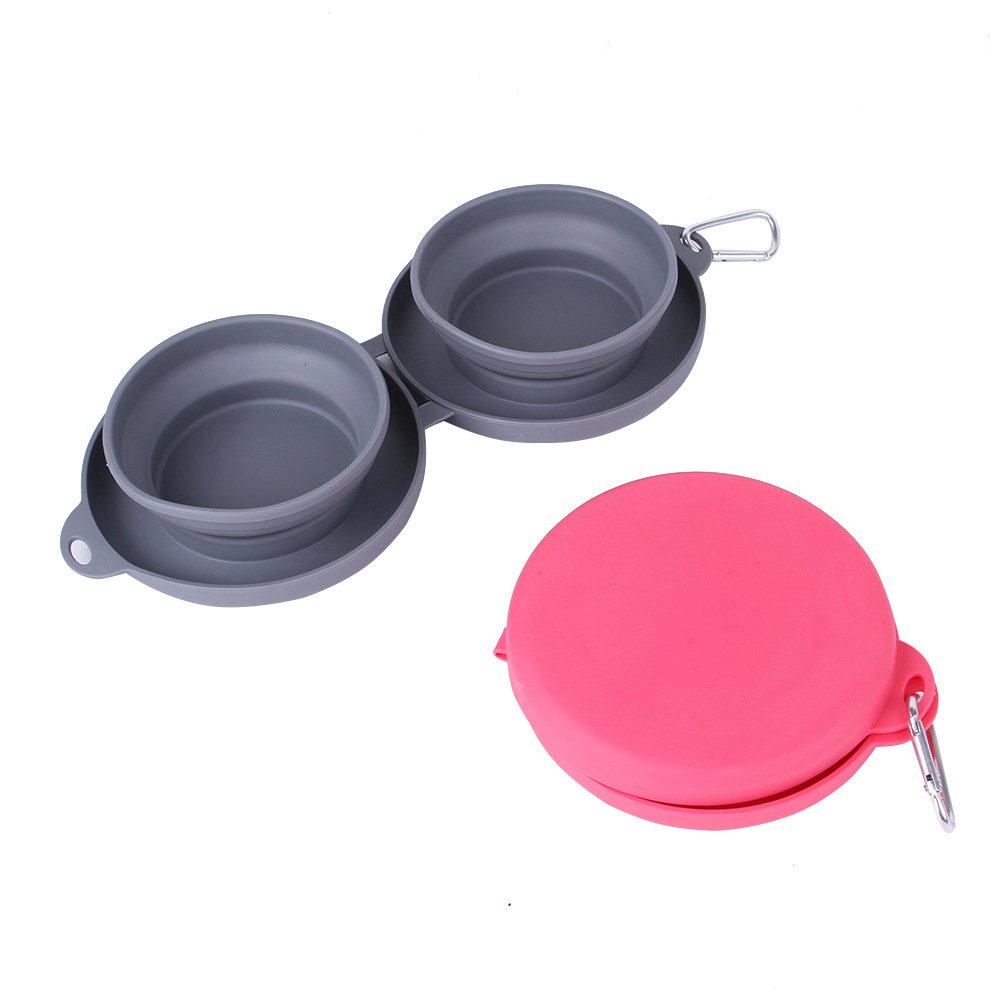 Rubber Foldable Double Bowl Pet Feeding Bowl Pets Supplies Dog Cat Bowls - 8