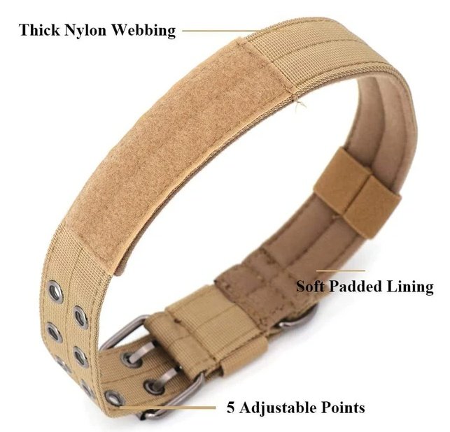 Wide Tactical Heavy Duty Nylon Large Dog Collar K9 Military With Metal Buckle - 5