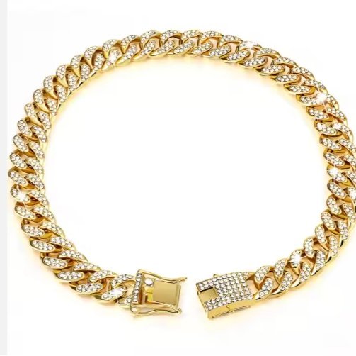 US LOCAL STOCK Hiphoppet Beautiful Hot Sale Luxury Alloy Dog Chain Sparkling Diamond Secure Metal Chain Choker For Dogs And Cats - 5